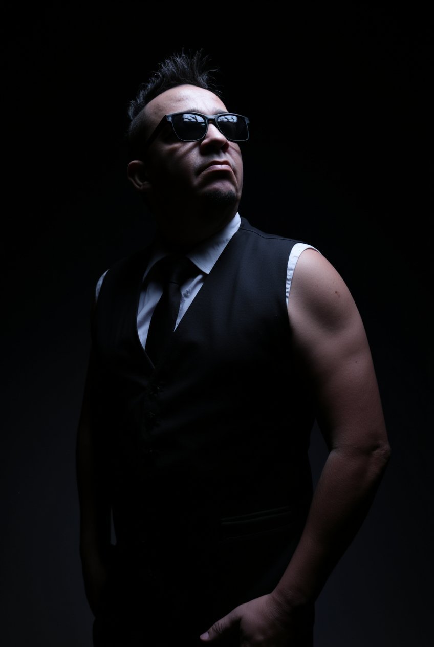 Sujeito Rock retrato em preto e branco